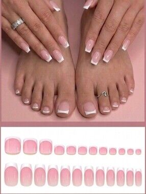 2/$25 Squar Classic French Press-On Nails Matching Finger And Toe Nail Designs